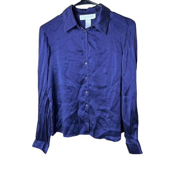 Vintage Jones New York Silk Long Sleeve Button Down Blouse Size 6 - Picture 1 of 9